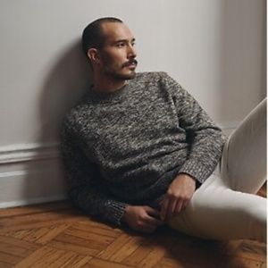 Banana Republic Organic Cotton High-Crewneck Sweater Cedar Olive Green L